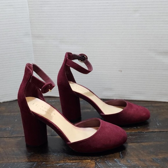 Lauren Conrad burgundy round heel ankle strap size 7 - Picture 3 of 8